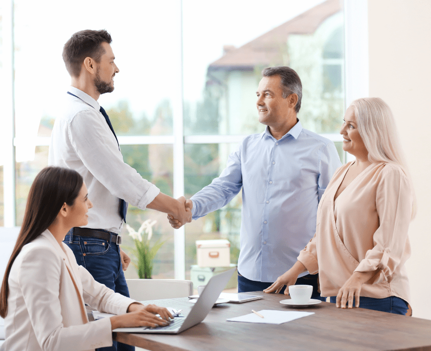 fr44 insurance agents meeting with clients